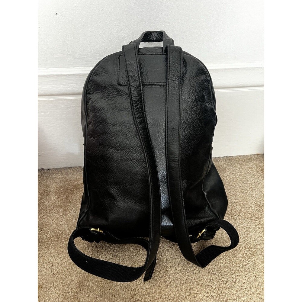 Madewell Black Leather Backpack Lorimer Executive Zip Pocket Office Corporate - Picture 2 of 5